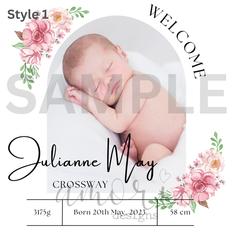 Digital File- Baby birth announcement