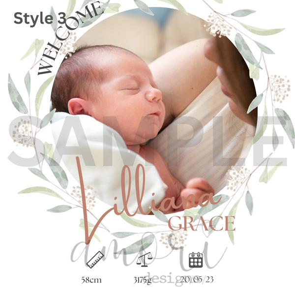 Digital File- Baby birth announcement