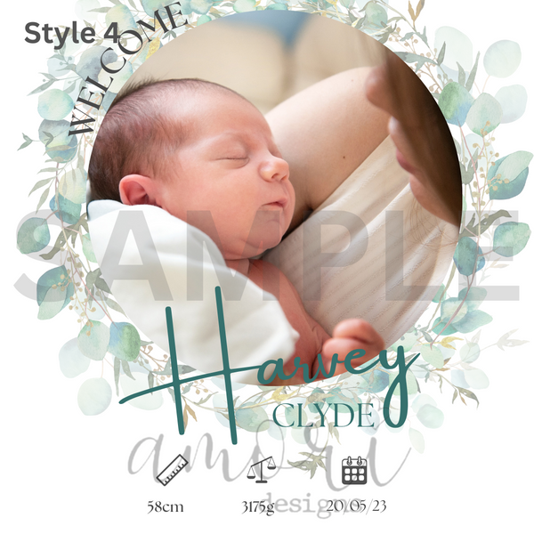 Digital File- Baby birth announcement