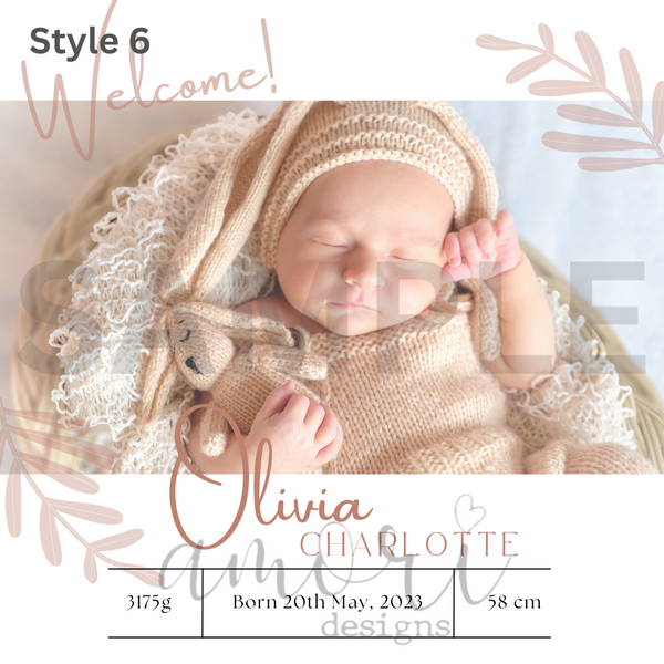 Digital File- Baby birth announcement