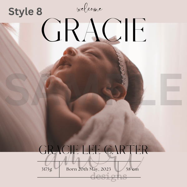 Digital File- Baby birth announcement
