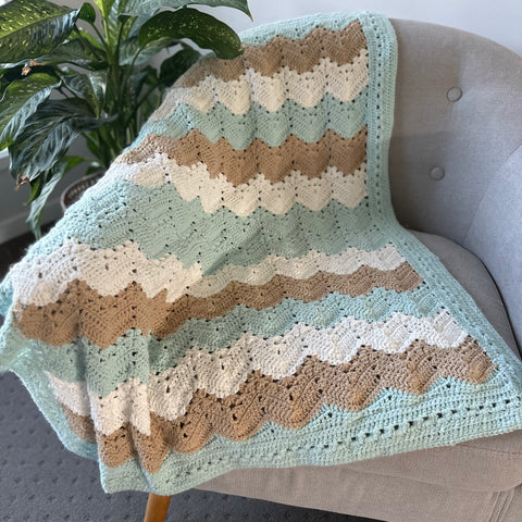 Ocean waves crochet blanket
