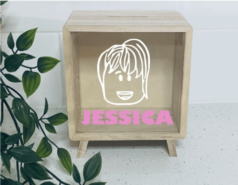 Wooden Money Box- Roblox Girl