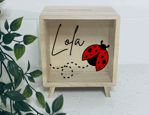 Wooden Money Box- Lady Beetle