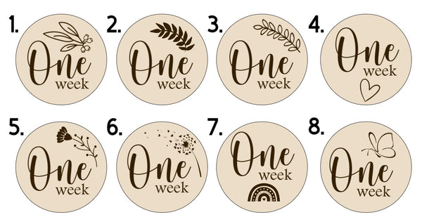 Pregnancy announcement, Birth announcement and Age milestone disk set- Round