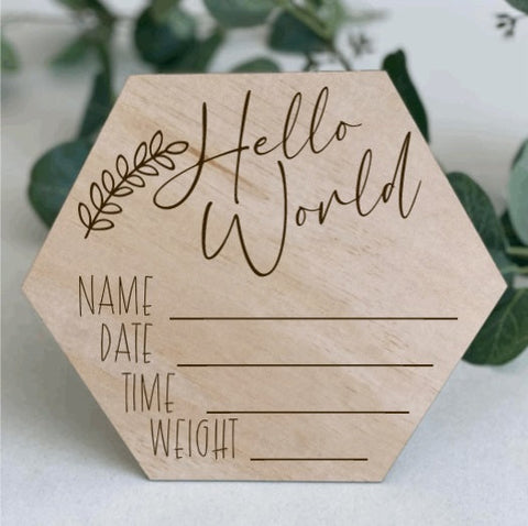Birth announcement disk- Hexagon