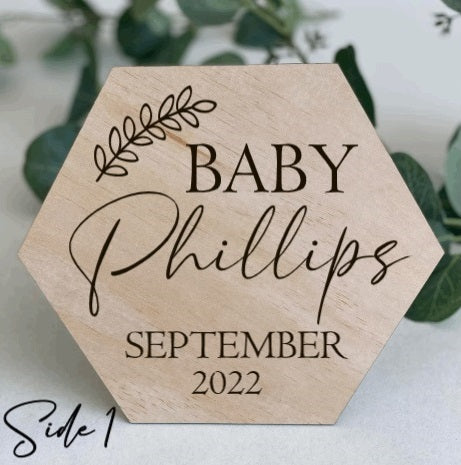 Pregnancy and Birth announcement disk- Hexagon