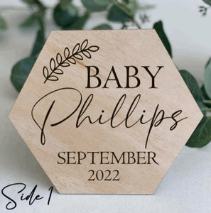 Pregnancy and Birth announcement disk- Hexagon