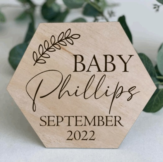 Pregnancy announcement disk- Hexagon