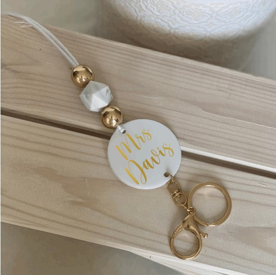 Lanyard- Chrome Gold White