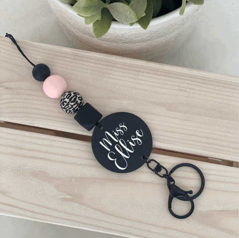 Lanyard- Pink Leopard Black