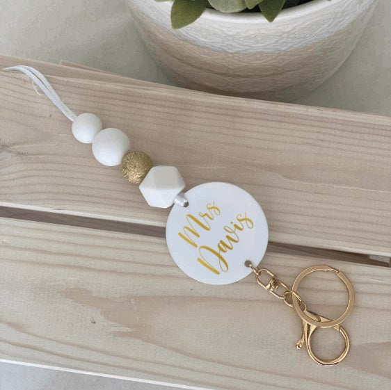 Lanyard- Gold Stardust White