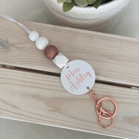 Lanyard- Rose Stardust- White
