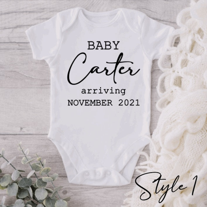 Personalised pregnancy announcement onesie