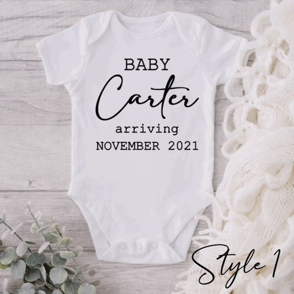 Personalised pregnancy announcement onesie