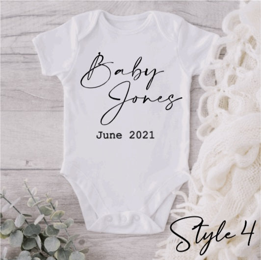 Personalised pregnancy announcement onesie