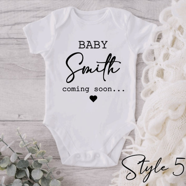 Personalised pregnancy announcement onesie