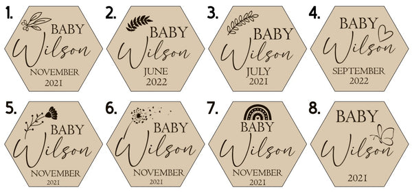 Pregnancy announcement, Birth announcement and Age milestone disk set- Hexagon