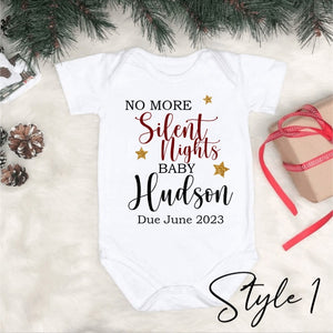 Personalised Christmas pregnancy announcement onesie