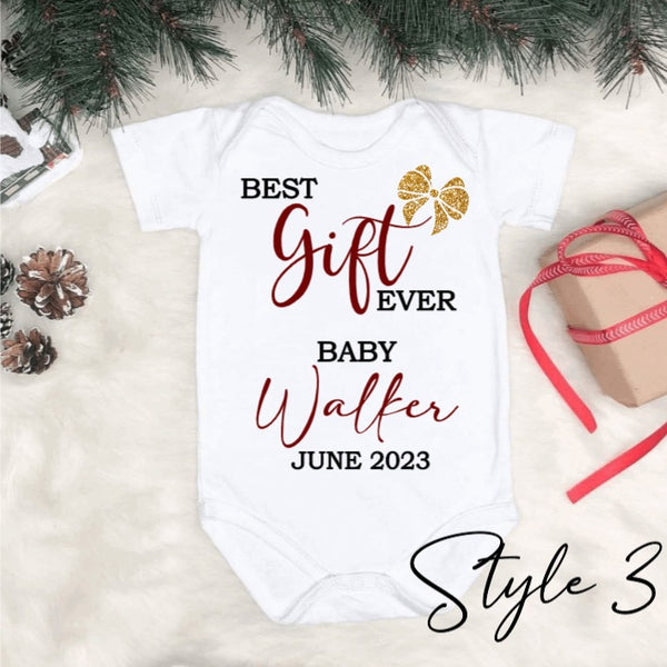 Personalised Christmas pregnancy announcement onesie