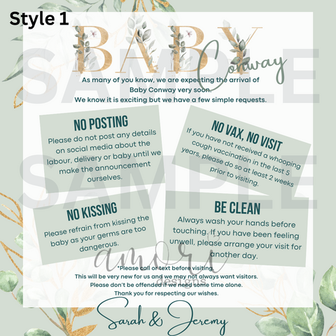 Digital File- Baby Visiting Rules