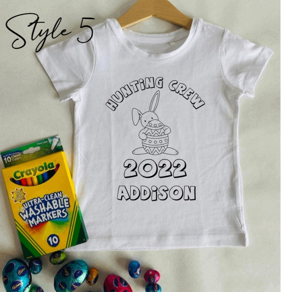 Kids Easter Colouring Shirt- Personalised