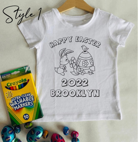 Kids Easter Colouring Shirt- Personalised