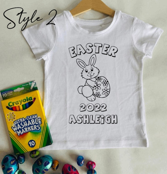 Kids Easter Colouring Shirt- Personalised