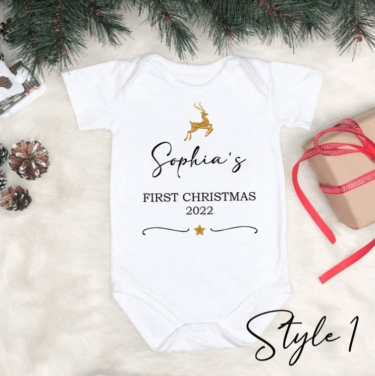Personalised first Christmas onesie