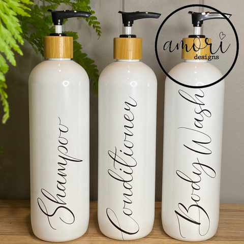 Shampoo, Conditioner and Body Wash bottle set- Bamboo
