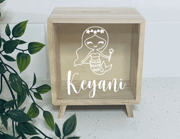 Wooden Money Box- Mermaid