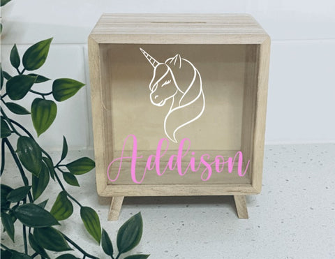 Wooden Money Box- Unicorn