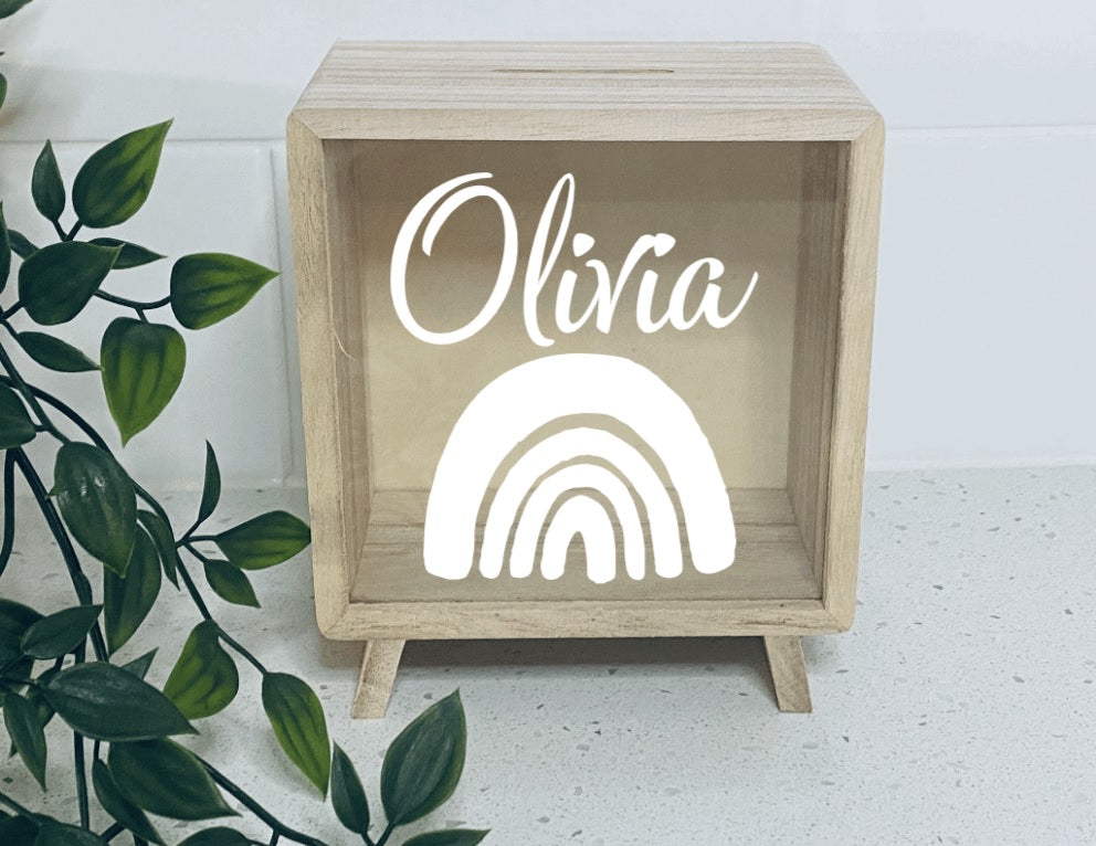 Wooden Money Box- Rainbow