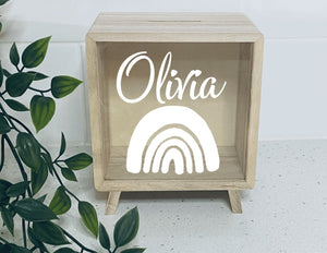Wooden Money Box- Rainbow