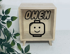 Wooden Money Box- Lego