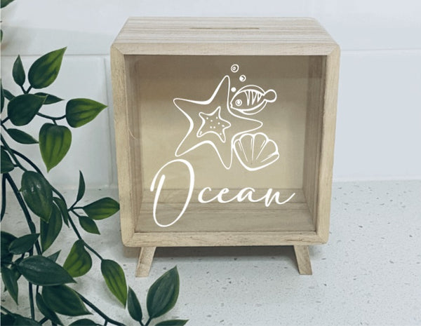 Wooden Money Box- Seaside