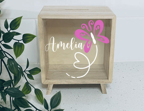 Wooden Money Box- Butterfly