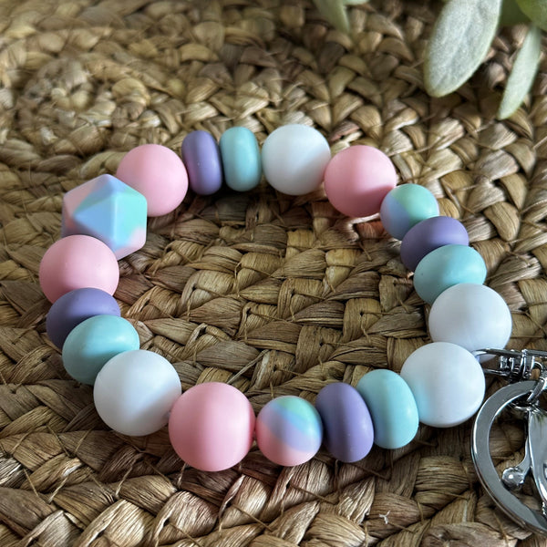 Wristlet keychain- Pastel tie dye